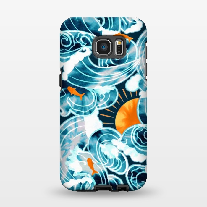 Galaxy S7 EDGE StrongFit Ocean 'Tide' Dye - Orange & Teal by Tigatiga