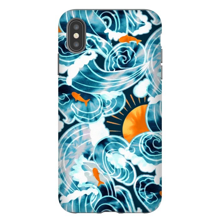 iPhone Xs Max StrongFit Ocean 'Tide' Dye - Orange & Teal by Tigatiga