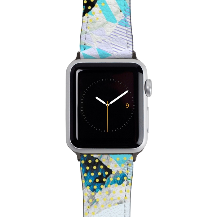 Watch 42mm / 44mm Strap PU leather Abstract geometric Memphis Art Deco design by Oana 
