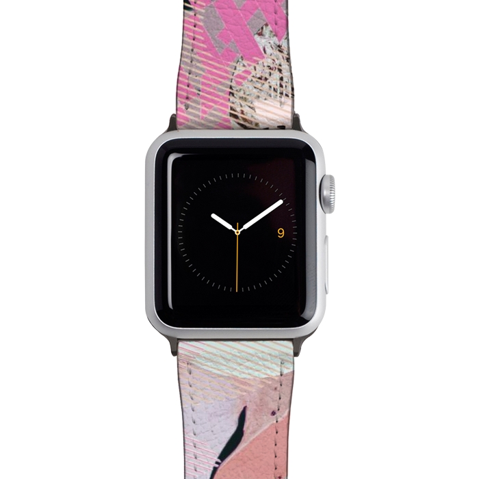 Watch 42mm / 44mm Strap PU leather Colorful abstract geometric Memphis art deco by Oana 
