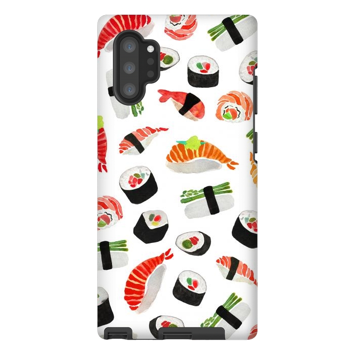 Galaxy Note 10 plus StrongFit Sushi Pattern by Amaya Brydon