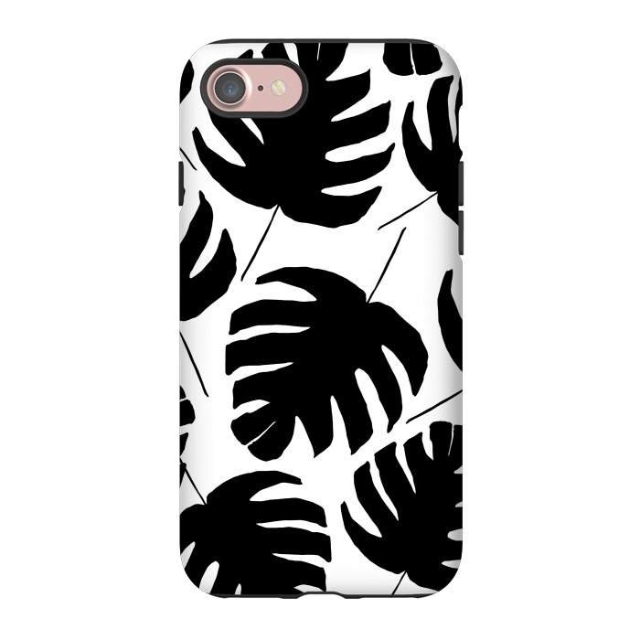 iPhone 7 StrongFit Black & White Monstera by Amaya Brydon