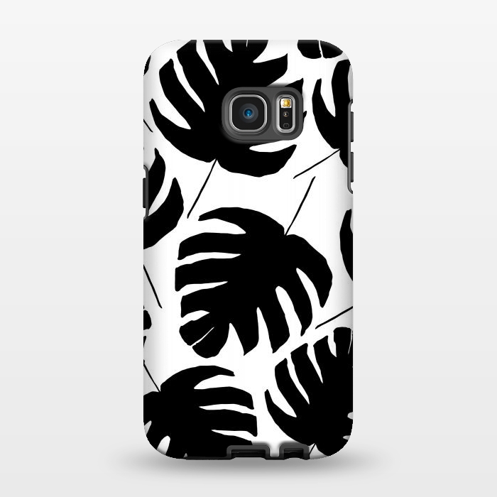 Galaxy S7 EDGE StrongFit Black & White Monstera by Amaya Brydon