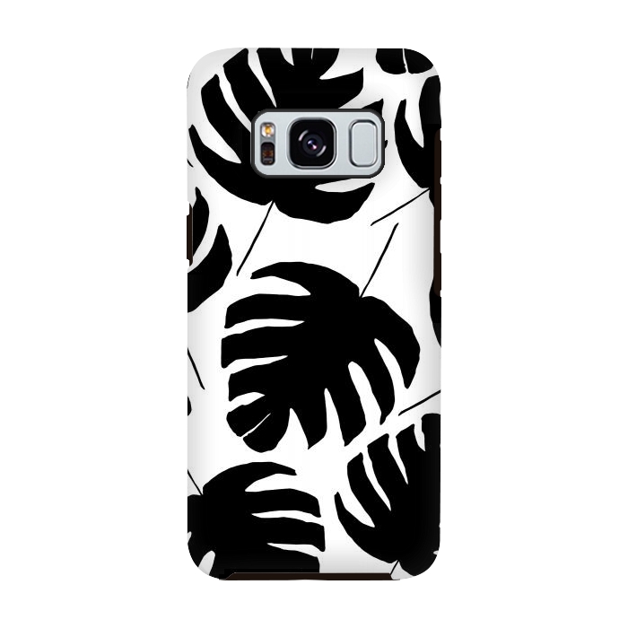 Galaxy S8 StrongFit Black & White Monstera by Amaya Brydon