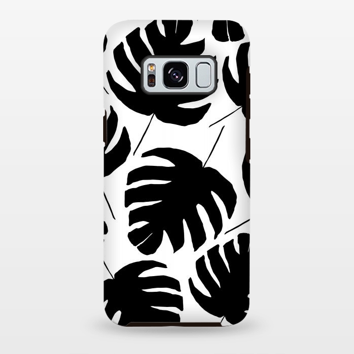 Galaxy S8 plus StrongFit Black & White Monstera by Amaya Brydon
