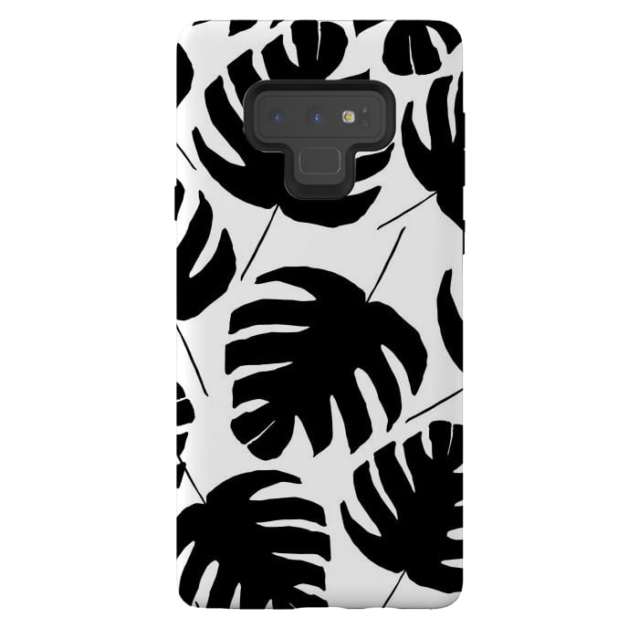 Galaxy Note 9 StrongFit Black & White Monstera by Amaya Brydon