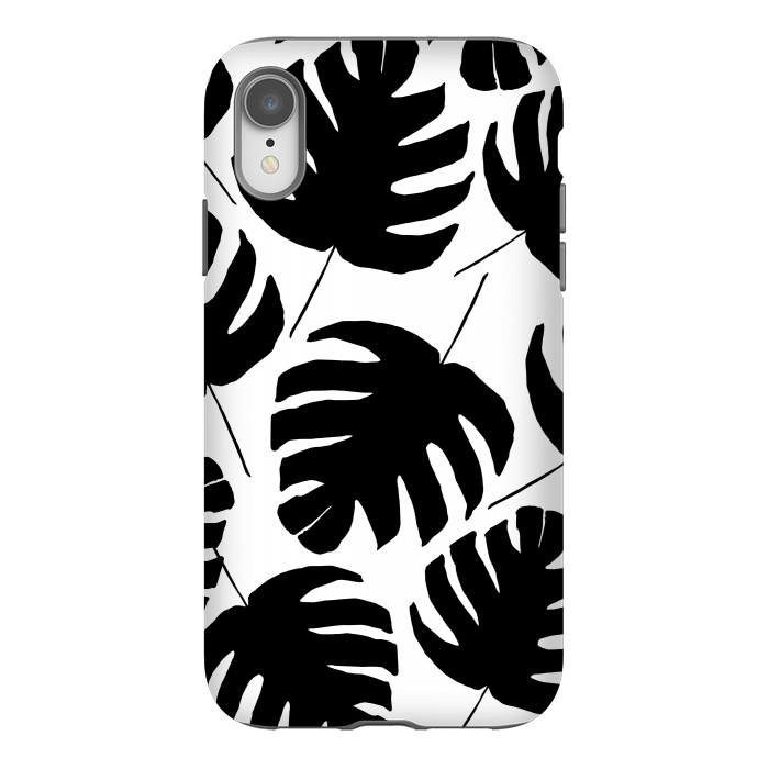 iPhone Xr StrongFit Black & White Monstera by Amaya Brydon