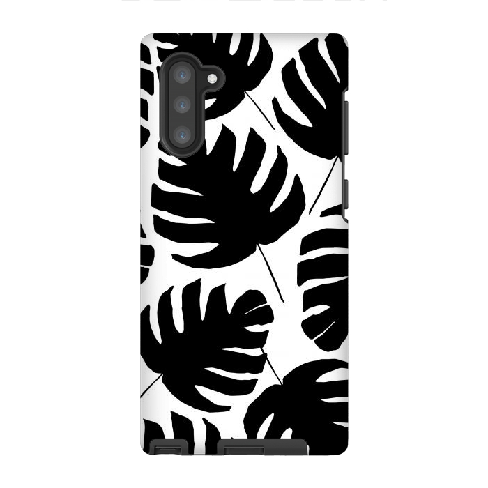 Galaxy Note 10 StrongFit Black & White Monstera by Amaya Brydon