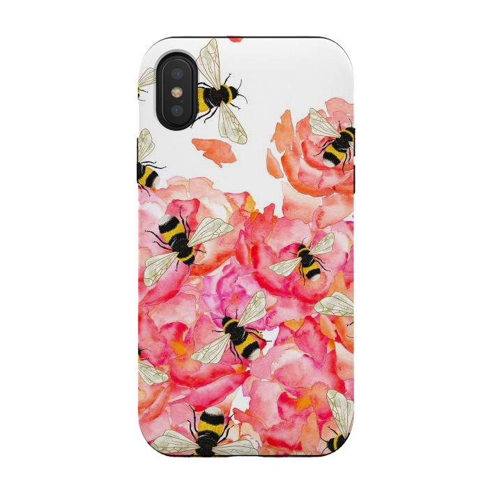 iPhone Xs / X StrongFit Bee Blossoms by Amaya Brydon