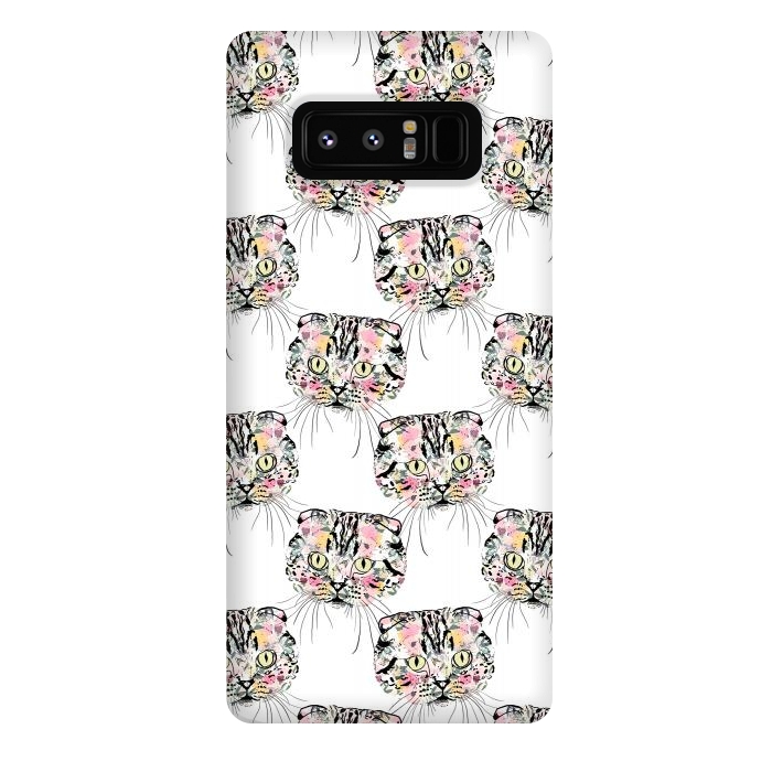Galaxy Note 8 StrongFit Cute Pink Cat & watercolor flowers Animal Pattern by InovArts
