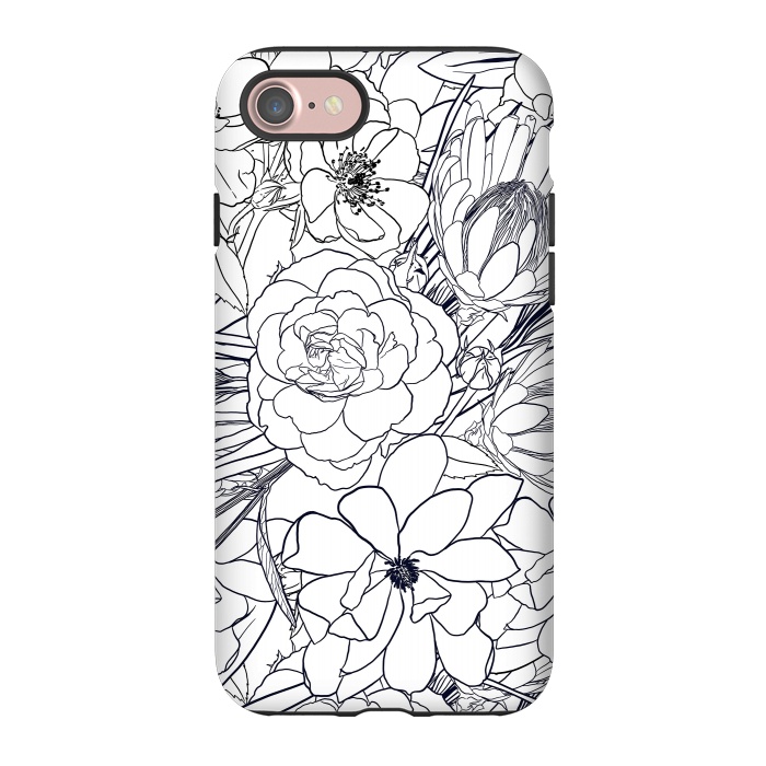 iPhone 7 StrongFit Modern Line Art Hand Drawn Floral Girly Design by InovArts