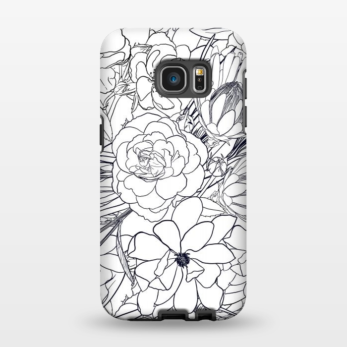 Galaxy S7 EDGE StrongFit Modern Line Art Hand Drawn Floral Girly Design by InovArts