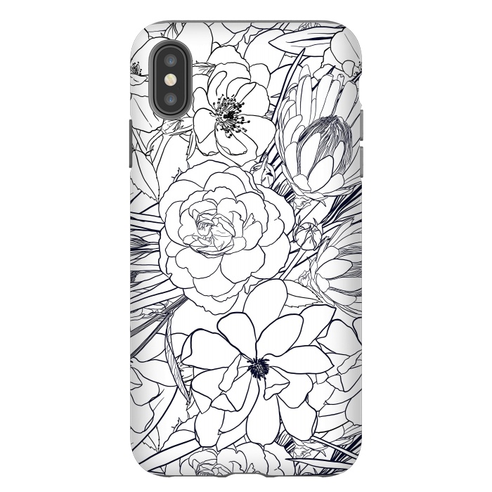 iPhone Xs Max StrongFit Modern Line Art Hand Drawn Floral Girly Design by InovArts