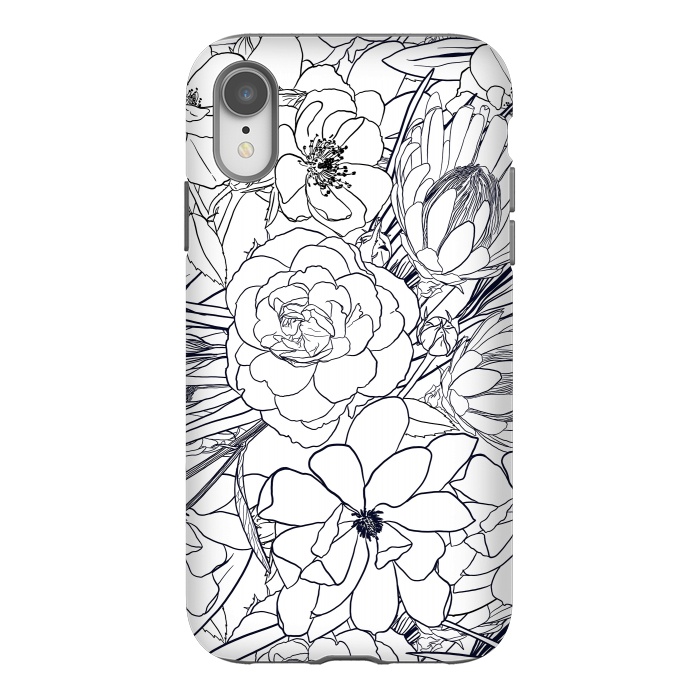 iPhone Xr StrongFit Modern Line Art Hand Drawn Floral Girly Design by InovArts
