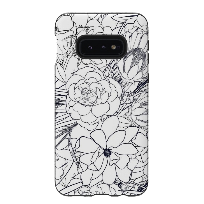 Galaxy S10e StrongFit Modern Line Art Hand Drawn Floral Girly Design by InovArts