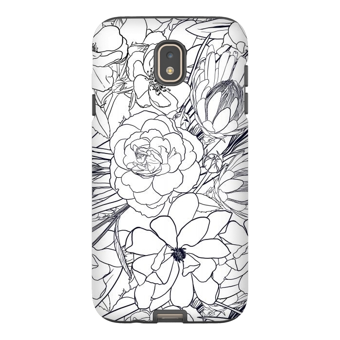Galaxy J7 StrongFit Modern Line Art Hand Drawn Floral Girly Design by InovArts