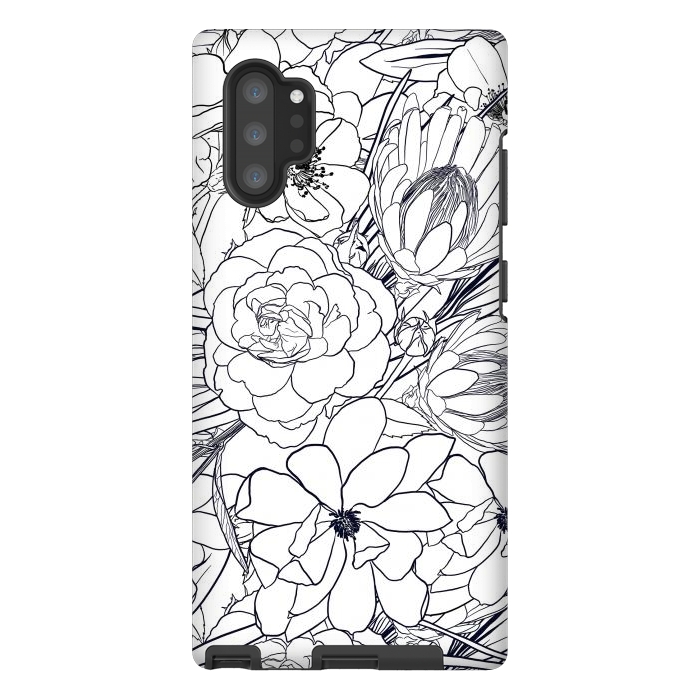 Galaxy Note 10 plus StrongFit Modern Line Art Hand Drawn Floral Girly Design by InovArts