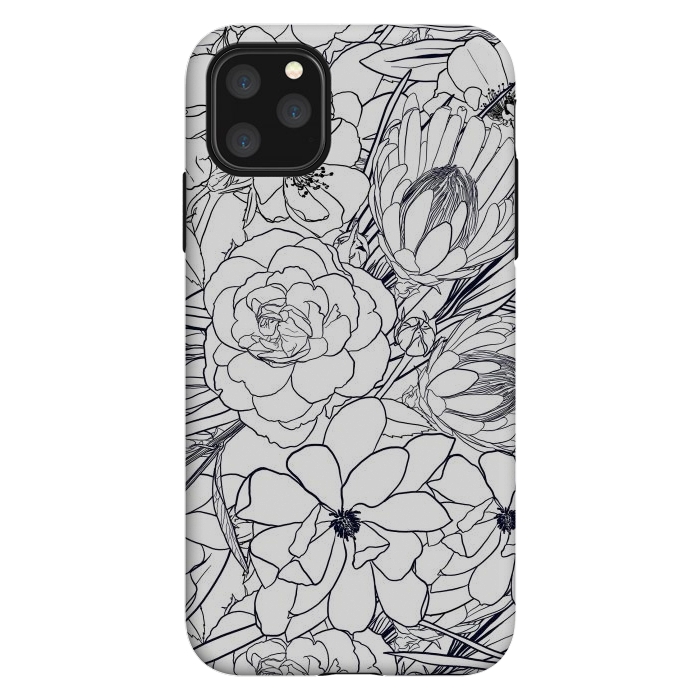 iPhone 11 Pro Max StrongFit Modern Line Art Hand Drawn Floral Girly Design by InovArts