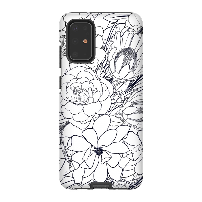Galaxy S20 Plus StrongFit Modern Line Art Hand Drawn Floral Girly Design by InovArts