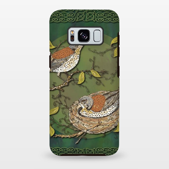 Galaxy S8 plus StrongFit Nesting Birds Fieldfares by Lotti Brown