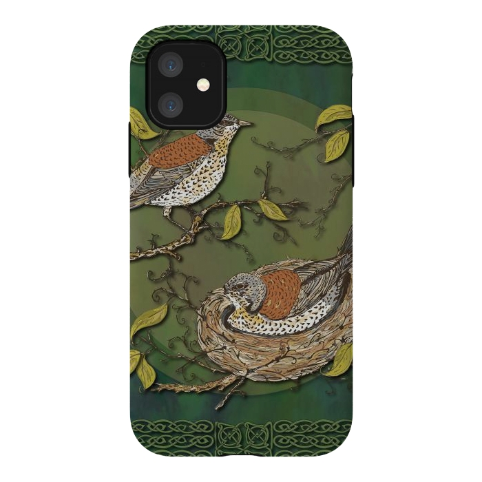 iPhone 11 StrongFit Nesting Birds Fieldfares by Lotti Brown