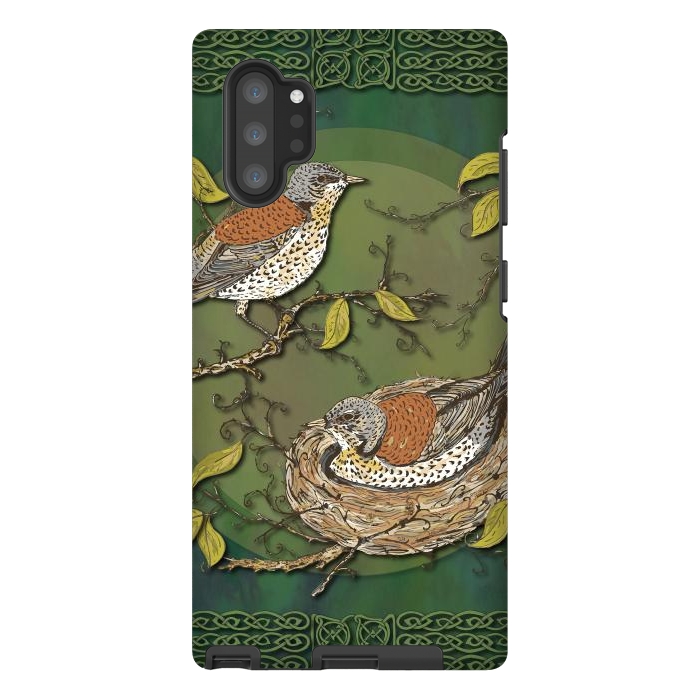 Galaxy Note 10 plus StrongFit Nesting Birds Fieldfares by Lotti Brown