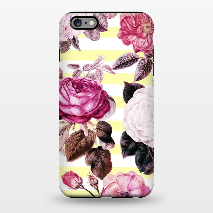 iPhone 6/6s plus StrongFit Vintage romantic roses and bright yellow stripes by Oana 