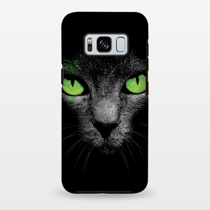 Galaxy S8 plus StrongFit Black Cat with Green Eyes by Sitchko