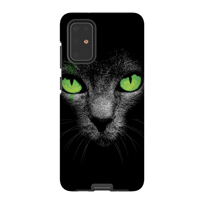 Galaxy S20 Plus StrongFit Black Cat with Green Eyes by Sitchko
