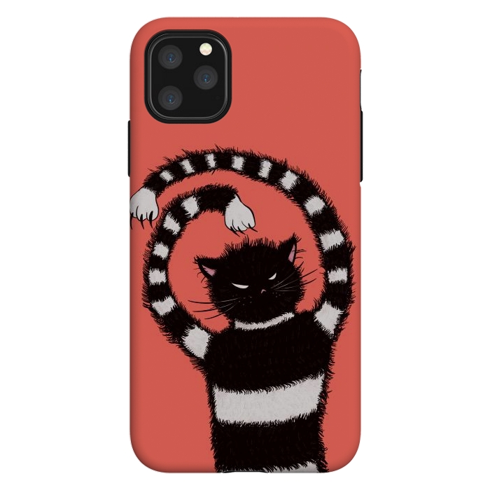 iPhone 11 Pro Max StrongFit Evil Striped Cat Weird Cartoon by Boriana Giormova