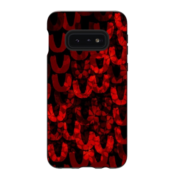 Galaxy S10e StrongFit Red and black patterns by Josie