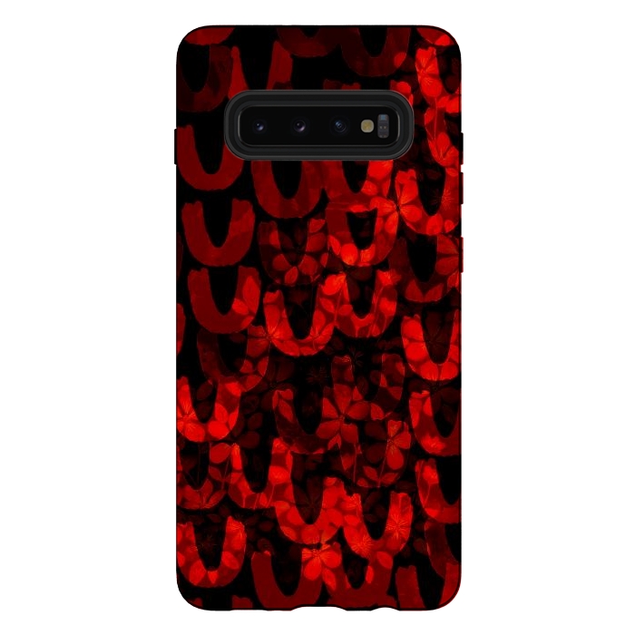 Galaxy S10 plus StrongFit Red and black patterns by Josie