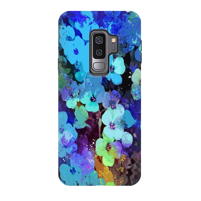 Galaxy S9 plus StrongFit Blue floral art by Josie