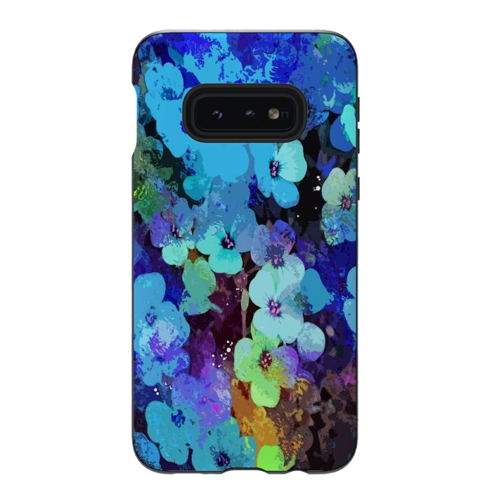 Galaxy S10e StrongFit Blue floral art by Josie