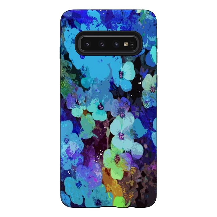 Galaxy S10 StrongFit Blue floral art by Josie