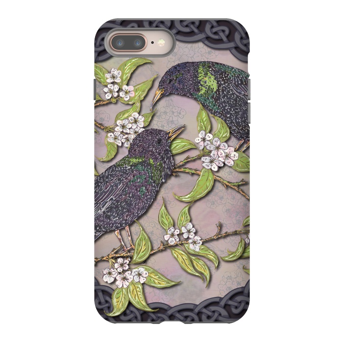 iPhone 7 plus StrongFit Celtic Starlings in Blossom by Lotti Brown