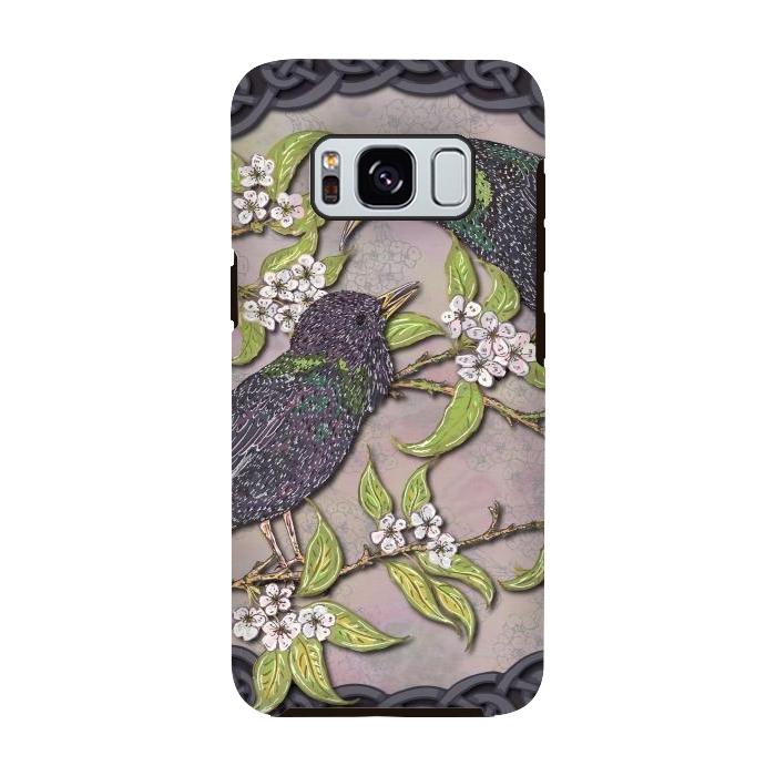Galaxy S8 StrongFit Celtic Starlings in Blossom by Lotti Brown