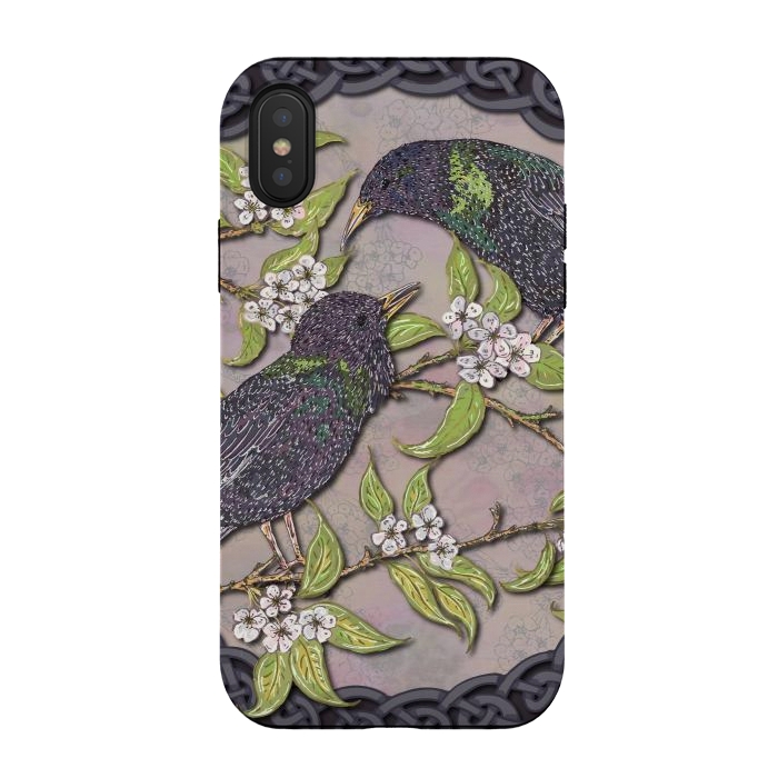 iPhone Xs / X StrongFit Celtic Starlings in Blossom by Lotti Brown