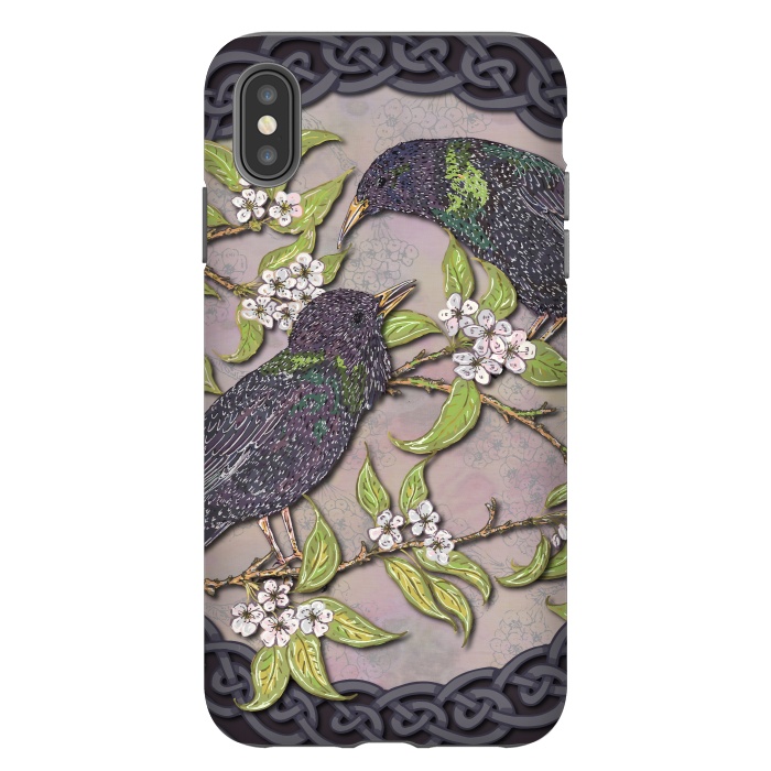 iPhone Xs Max StrongFit Celtic Starlings in Blossom by Lotti Brown