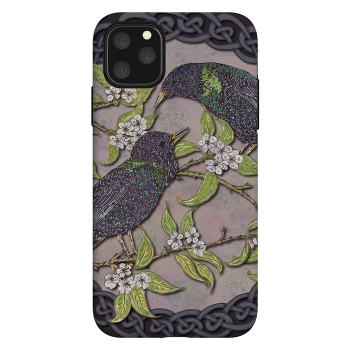 iPhone 11 Pro Max StrongFit Celtic Starlings in Blossom by Lotti Brown
