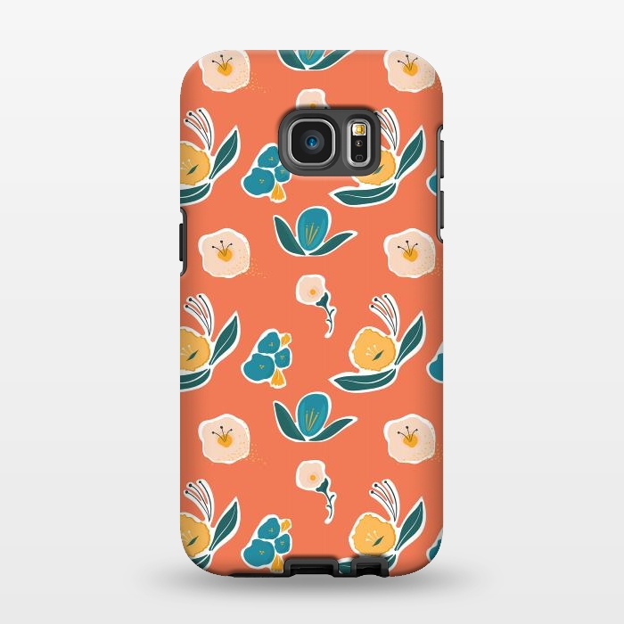 Galaxy S7 EDGE StrongFit Coral Floral by Kimberly Senn | Senn & Sons