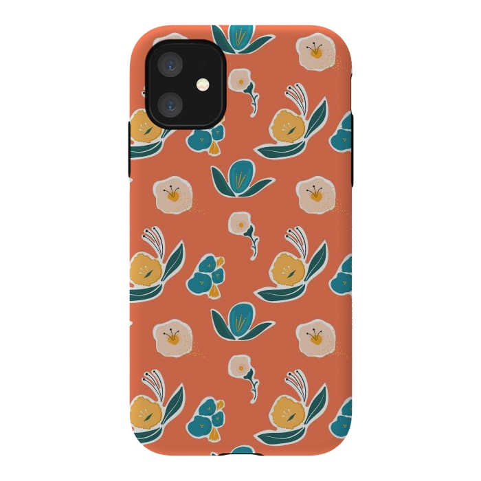 iPhone 11 StrongFit Coral Floral by Kimberly Senn | Senn & Sons