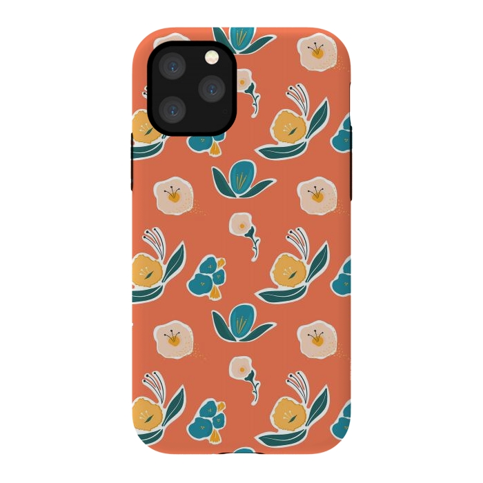 iPhone 11 Pro StrongFit Coral Floral by Kimberly Senn | Senn & Sons