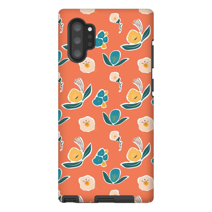 Galaxy Note 10 plus StrongFit Coral Floral by Kimberly Senn | Senn & Sons