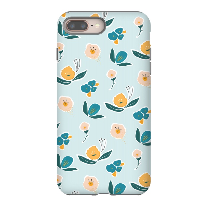 iPhone 7 plus StrongFit Blue Floral by Kimberly Senn | Senn & Sons
