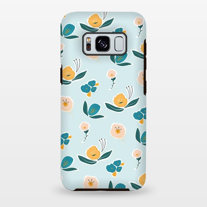Galaxy S8 plus StrongFit Blue Floral by Kimberly Senn | Senn & Sons