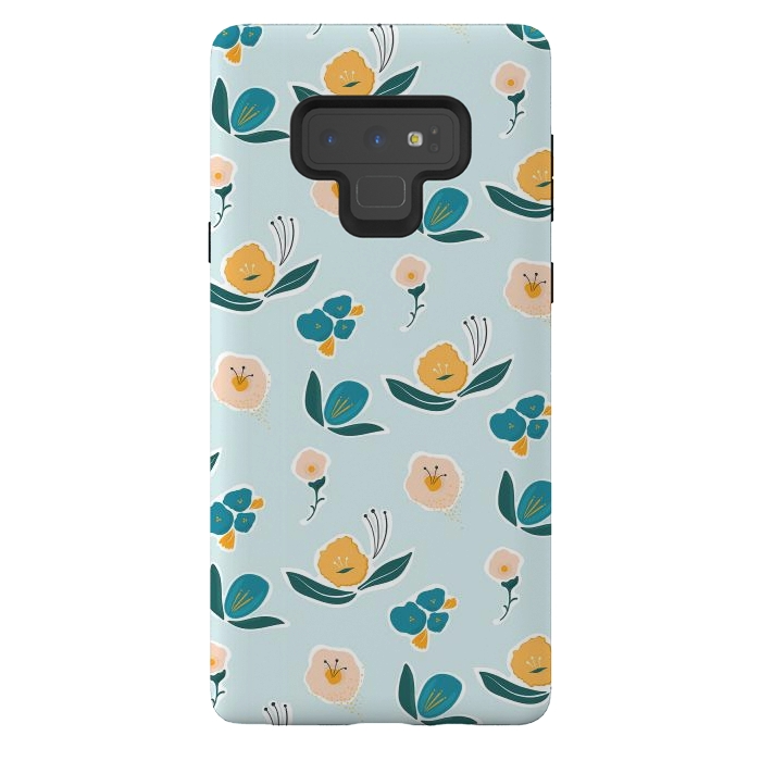Galaxy Note 9 StrongFit Blue Floral by Kimberly Senn | Senn & Sons