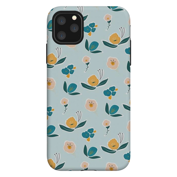 iPhone 11 Pro Max StrongFit Blue Floral by Kimberly Senn | Senn & Sons