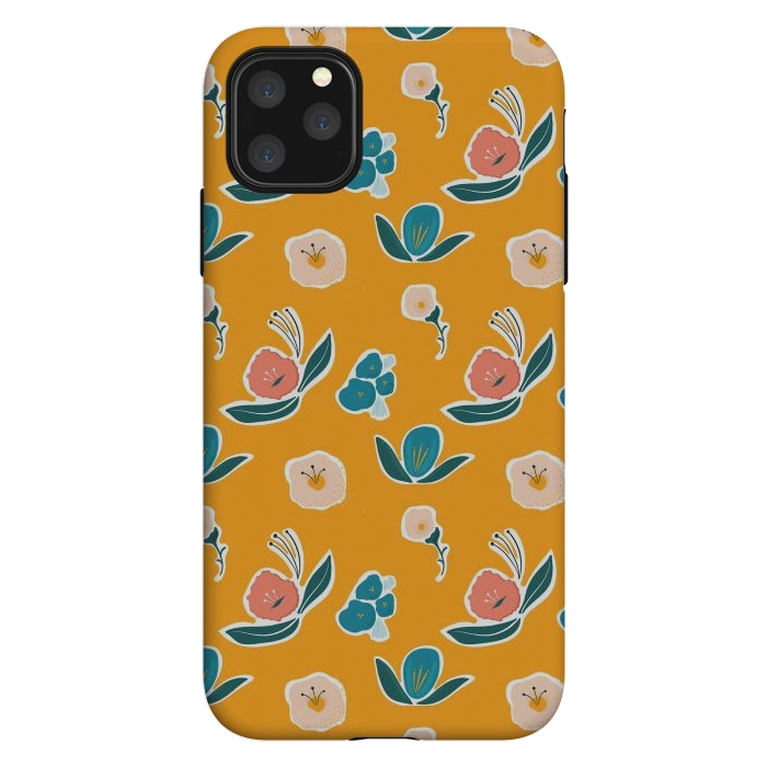 iPhone 11 Pro Max StrongFit Gold Floral by Kimberly Senn | Senn & Sons