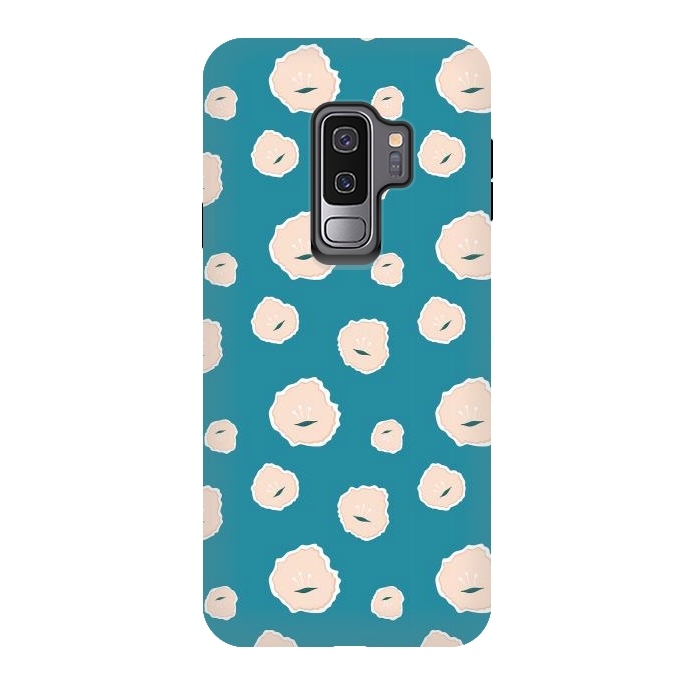 Galaxy S9 plus StrongFit Teal Floral by Kimberly Senn | Senn & Sons